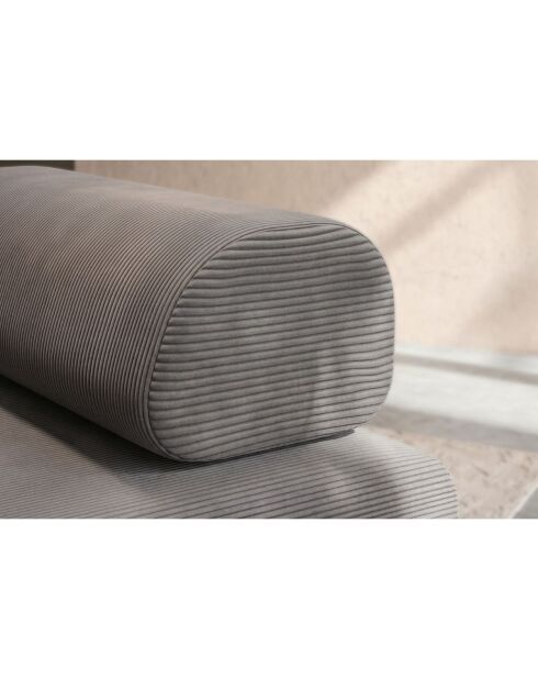 Canapé droit convertible et modulable 2 places en velours côtelé Lincoln gris - 148x95x70,5 cm