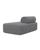 Canapé droit convertible et modulable 2 places en velours côtelé Lincoln gris - 148x95x70,5 cm