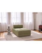 Méridienne convertible et modulable en tissu tweed Coco verte - 190x95x70,5 cm