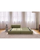 Méridienne convertible et modulable en tissu tweed Coco verte - 190x95x70,5 cm