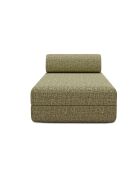 Méridienne convertible et modulable en tissu tweed Coco verte - 190x95x70,5 cm