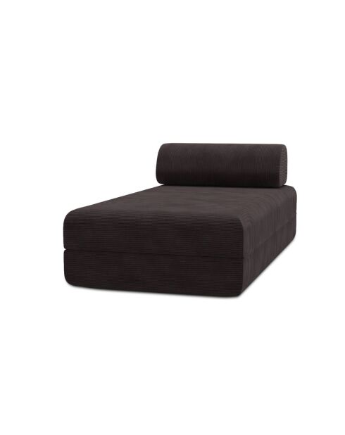 Méridienne convertible et modulable en velours côtelé Lincoln marron - 190x95x70,5 cm