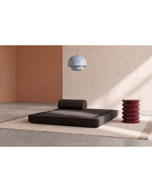 Méridienne convertible et modulable en velours côtelé Lincoln marron - 190x95x70,5 cm