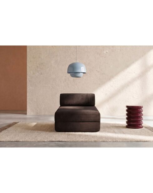 Méridienne convertible et modulable en velours côtelé Lincoln marron - 190x95x70,5 cm