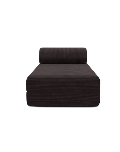 Méridienne convertible et modulable en velours côtelé Lincoln marron - 190x95x70,5 cm