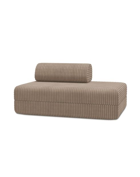 Canapé droit convertible et modulable 2 places en velours côtelé xl Tilia marron - 148x95x70,5 cm