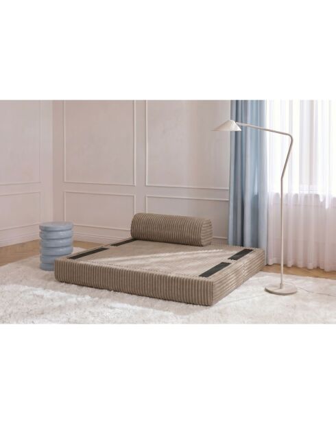 Canapé droit convertible et modulable 2 places en velours côtelé xl Tilia marron - 148x95x70,5 cm