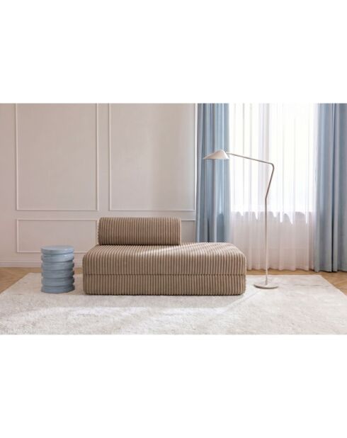 Canapé droit convertible et modulable 2 places en velours côtelé xl Tilia marron - 148x95x70,5 cm