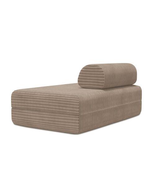Canapé droit convertible et modulable 2 places en velours côtelé xl Tilia marron - 148x95x70,5 cm