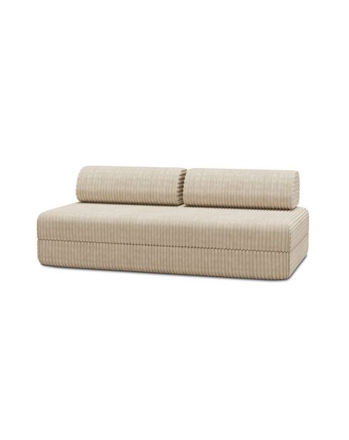 Canapé droit convertible et modulable 3 places en velours côtelé xl Tilia beige - 190x95x70,5 cm