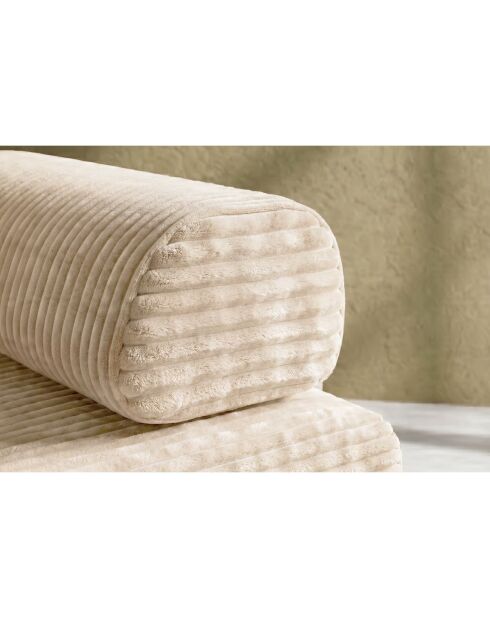 Canapé droit convertible et modulable 3 places en velours côtelé xl Tilia beige - 190x95x70,5 cm
