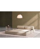 Canapé droit convertible et modulable 3 places en velours côtelé xl Tilia beige - 190x95x70,5 cm