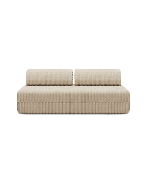 Canapé droit convertible et modulable 3 places en velours côtelé xl Tilia beige - 190x95x70,5 cm