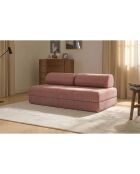 Canapé droit convertible et modulable 3 places en velours côtelé Lincoln rose - 190x95x70,5 cm