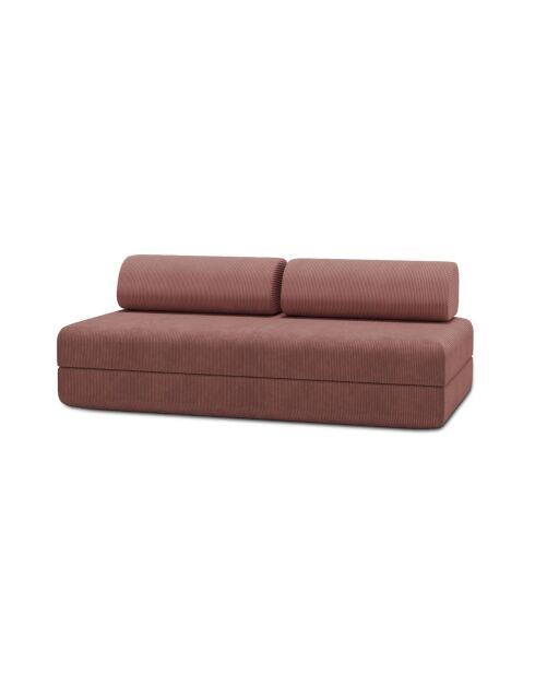 Canapé droit convertible et modulable 3 places en velours côtelé Lincoln rose - 190x95x70,5 cm