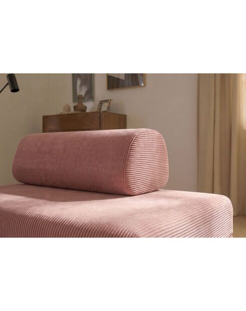 Canapé droit convertible et modulable 3 places en velours côtelé Lincoln rose - 190x95x70,5 cm