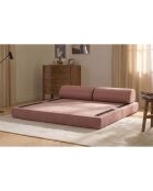 Canapé droit convertible et modulable 3 places en velours côtelé Lincoln rose - 190x95x70,5 cm
