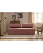 Canapé droit convertible et modulable 3 places en velours côtelé Lincoln rose - 190x95x70,5 cm