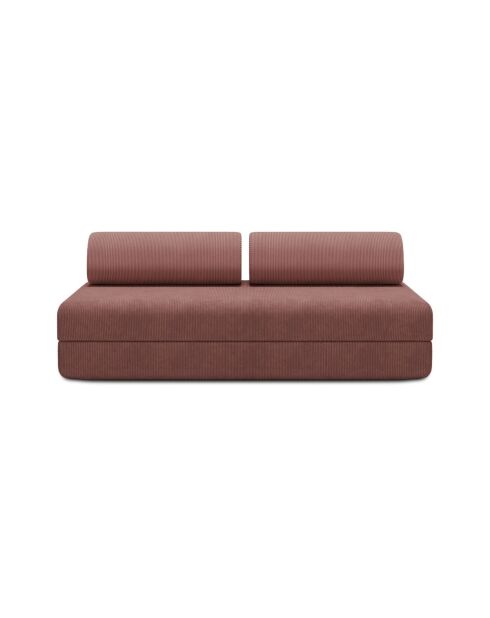 Canapé droit convertible et modulable 3 places en velours côtelé Lincoln rose - 190x95x70,5 cm