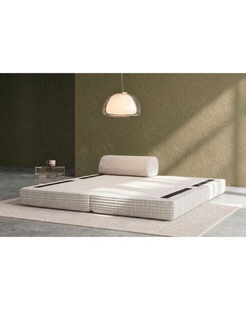 Méridienne convertible et modulable en velours côtelé xl Tilia blanche - 190x95x70,5 cm