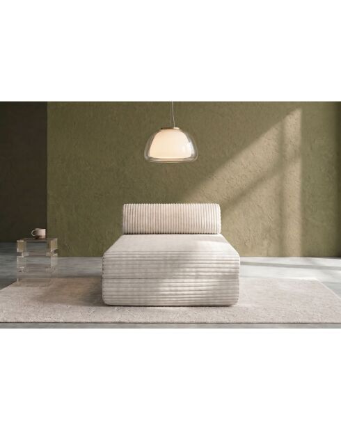 Méridienne convertible et modulable en velours côtelé xl Tilia blanche - 190x95x70,5 cm