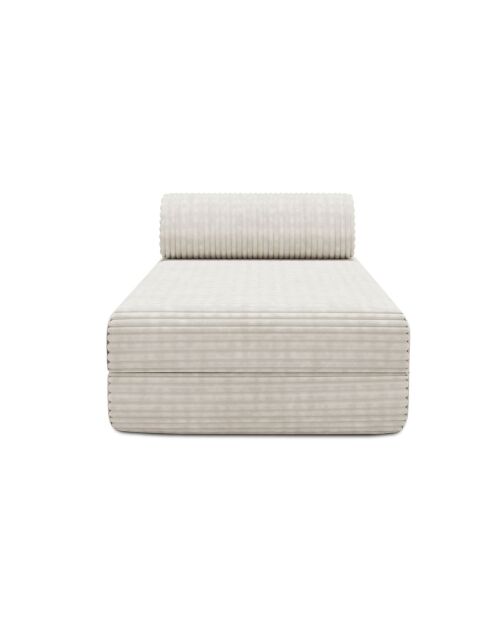 Méridienne convertible et modulable en velours côtelé xl Tilia blanche - 190x95x70,5 cm