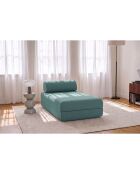 Méridienne convertible et modulable en tissu lisse Gemma verte - 190x95x70,5 cm