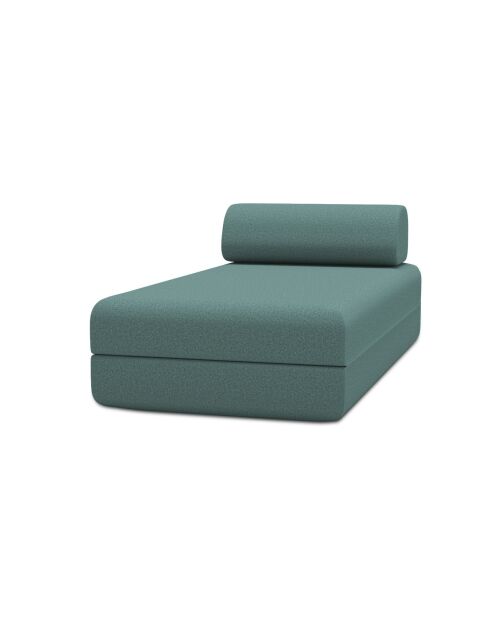 Méridienne convertible et modulable en tissu lisse Gemma verte - 190x95x70,5 cm