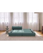 Méridienne convertible et modulable en tissu lisse Gemma verte - 190x95x70,5 cm