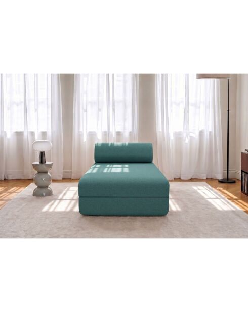 Méridienne convertible et modulable en tissu lisse Gemma verte - 190x95x70,5 cm