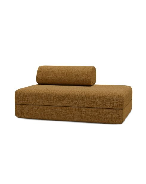 Canapé droit convertible et modulable 2 places en tissu tweed Coco jaune - 148x95x70,5 cm