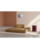 Canapé droit convertible et modulable 2 places en tissu tweed Coco jaune - 148x95x70,5 cm