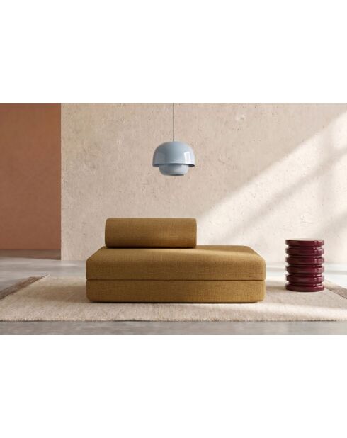 Canapé droit convertible et modulable 2 places en tissu tweed Coco jaune - 148x95x70,5 cm