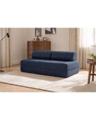 Canapé droit convertible et modulable 3 places en velours côtelé Lincoln bleu - 190x95x70,5 cm