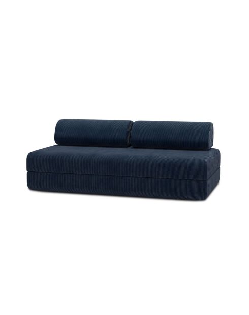 Canapé droit convertible et modulable 3 places en velours côtelé Lincoln bleu - 190x95x70,5 cm