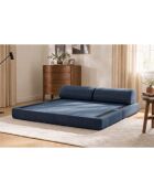Canapé droit convertible et modulable 3 places en velours côtelé Lincoln bleu - 190x95x70,5 cm