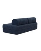 Canapé droit convertible et modulable 3 places en velours côtelé Lincoln bleu - 190x95x70,5 cm