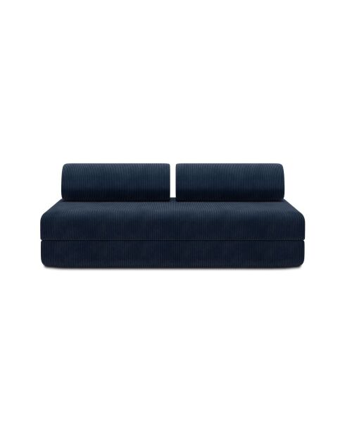 Canapé droit convertible et modulable 3 places en velours côtelé Lincoln bleu - 190x95x70,5 cm