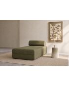 Méridienne convertible et modulable en velours côtelé Lincoln verte - 190x95x70,5 cm