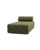 Méridienne convertible et modulable en velours côtelé Lincoln verte - 190x95x70,5 cm