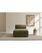 Méridienne convertible et modulable en velours côtelé Lincoln verte - 190x95x70,5 cm
