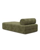 Méridienne convertible et modulable en velours côtelé Lincoln verte - 190x95x70,5 cm