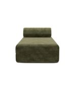 Méridienne convertible et modulable en velours côtelé Lincoln verte - 190x95x70,5 cm