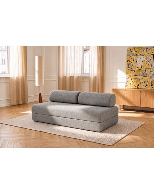 Canapé droit convertible et modulable 3 places en tissu tweed Coco gris - 190x95x70,5 cm