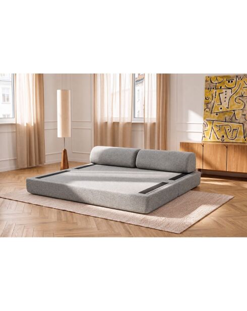 Canapé droit convertible et modulable 3 places en tissu tweed Coco gris - 190x95x70,5 cm