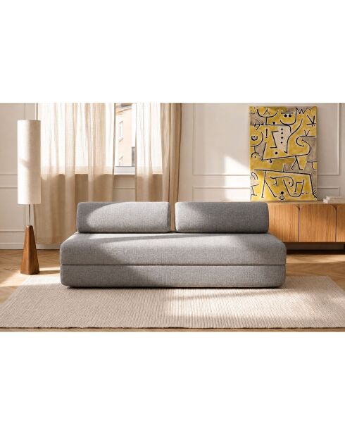 Canapé droit convertible et modulable 3 places en tissu tweed Coco gris - 190x95x70,5 cm