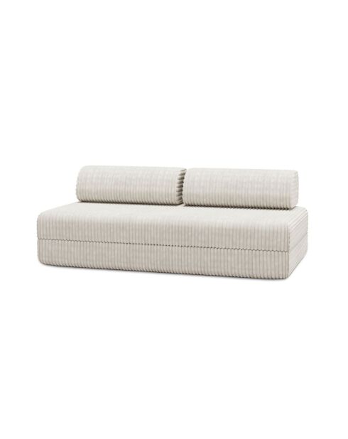 Canapé droit convertible et modulable 3 places en velours côtelé xl Tilia blanc - 190x95x70,5 cm
