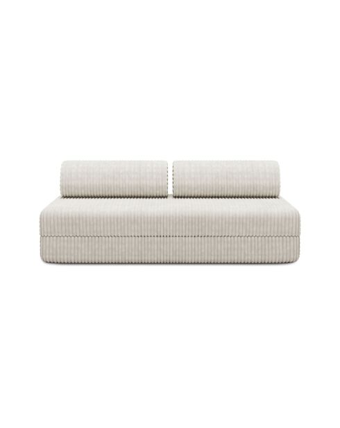 Canapé droit convertible et modulable 3 places en velours côtelé xl Tilia blanc - 190x95x70,5 cm