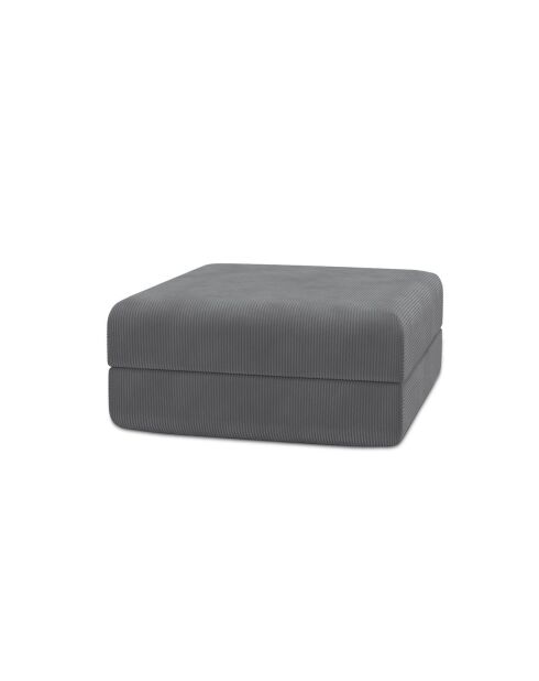 Grijze converteerbare en modulaire poef van corduroy Lincoln - 95x95x42 cm