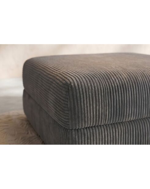 Grijze converteerbare en modulaire poef van corduroy Lincoln - 95x95x42 cm